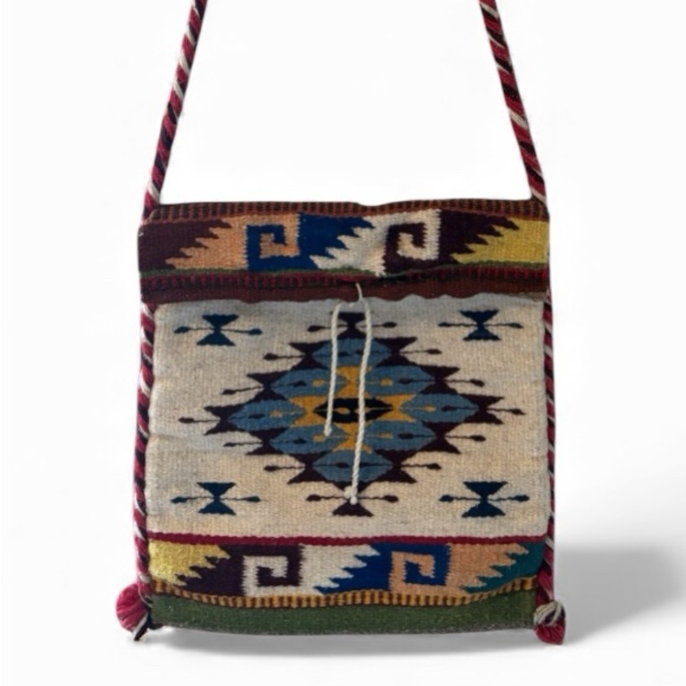 Handwoven Wool Shoulder Bag - Southwest Tribal Design